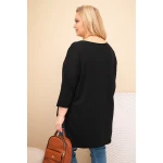 Bluzka damska bawełniana Plus Size asymetryczna z naszyjnikiem czarna-4