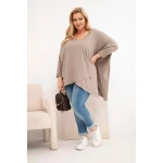 Bluzka damska bawełniana Plus Size z asymetrycznym dołem i dekoltem V fango-2