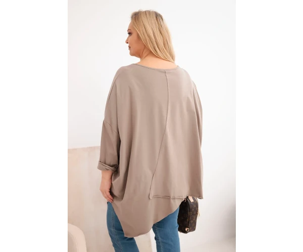 Bluzka damska bawełniana Plus Size z asymetrycznym dołem i dekoltem V fango-3