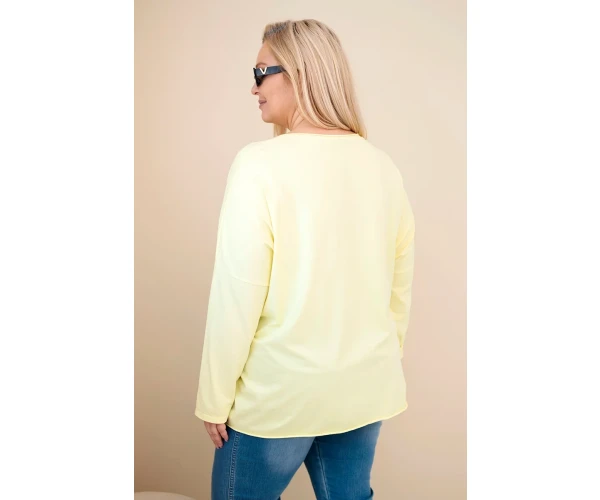 Bluzka damska bawełniana Plus Size z frędzlami żółta-4