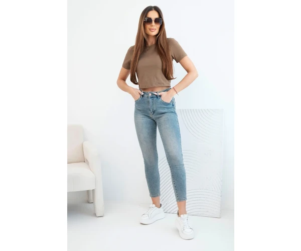 Spodnie damskie M.sara z efektem push-up i średnim stanem jeansowe-4