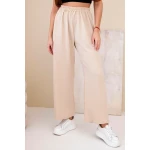 Spodnie z szeroką nogawką ciemno beżowe-1