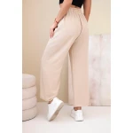 Spodnie z szeroką nogawką ciemno beżowe-3