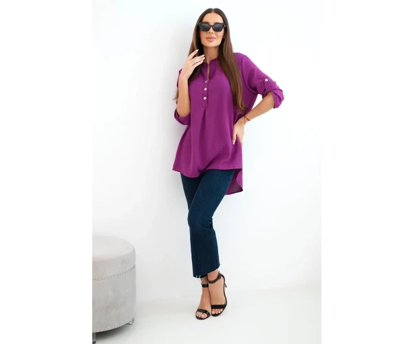 Bluzka z dłuższym tyłem ciemno fioletowa-2