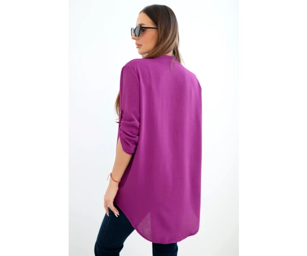 Bluzka z dłuższym tyłem ciemno fioletowa-3