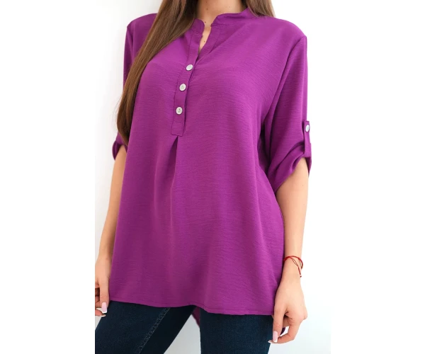 Bluzka z dłuższym tyłem ciemno fioletowa-4