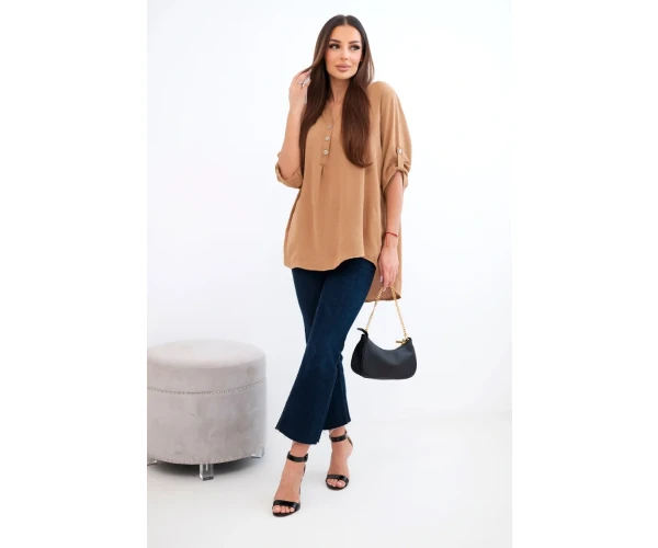 Bluzka z dłuższym tyłem camelowa-2