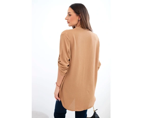 Bluzka z dłuższym tyłem camelowa-3