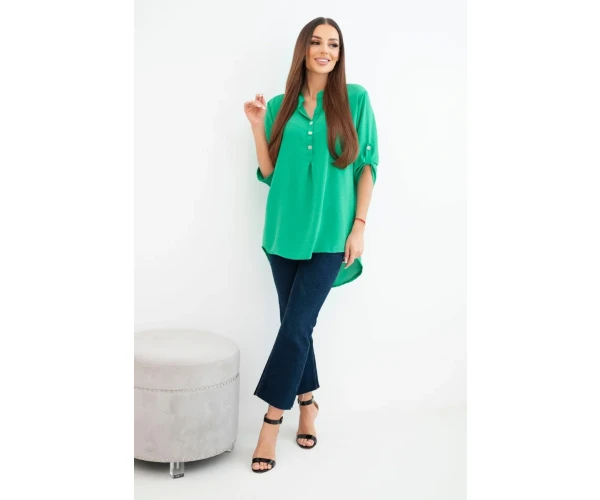 Bluzka z dłuższym tyłem zielona-2
