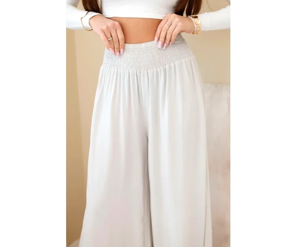 Spodnie damskie wiskozowe z elastycznym pasem beżowe-4