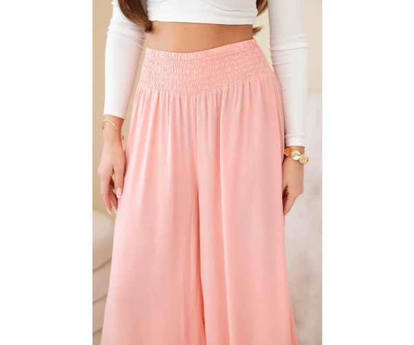 Spodnie damskie wiskozowe z elastycznym pasem morelowe-4