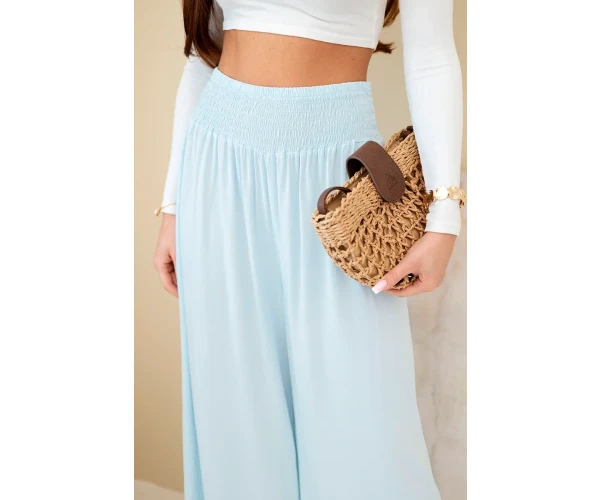 Spodnie damskie wiskozowe z elastycznym pasem niebieskie-4