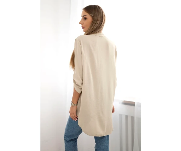 Bluzka z dłuższym tyłem ciemno beżowa-3