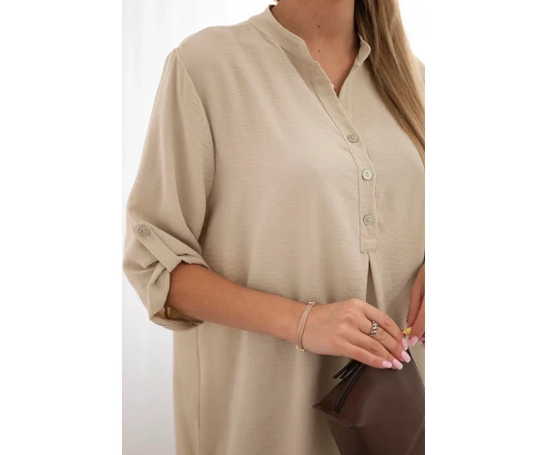 Bluzka z dłuższym tyłem ciemno beżowa-4