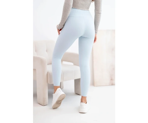 Legginsy damskie z wysokim stanem i elastycznym pasem niebieskie-3