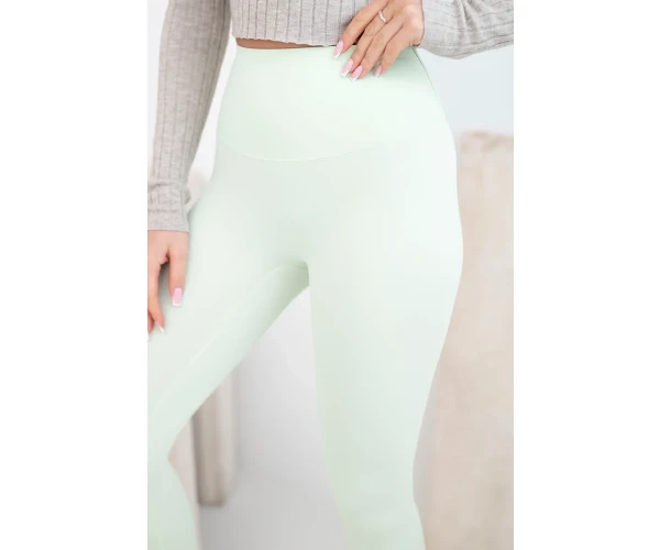 Legginsy damskie z wysokim stanem i elastycznym pasem miętowe-3