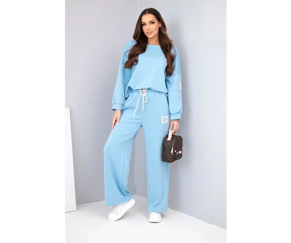 Komplet damski masełko bluza + spodnie niebieski-2