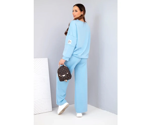 Komplet damski masełko bluza + spodnie niebieski-3