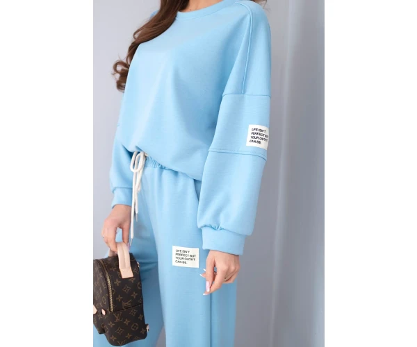 Komplet damski masełko bluza + spodnie niebieski-4
