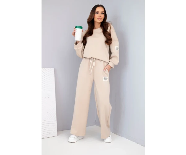 Komplet damski masełko bluza + spodnie beżowy-2