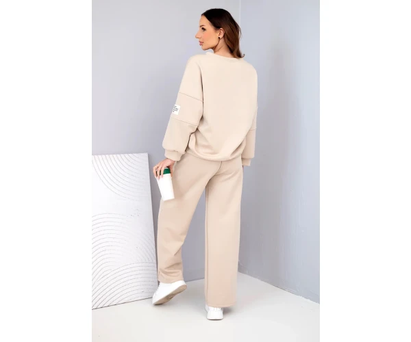 Komplet damski masełko bluza + spodnie beżowy-4