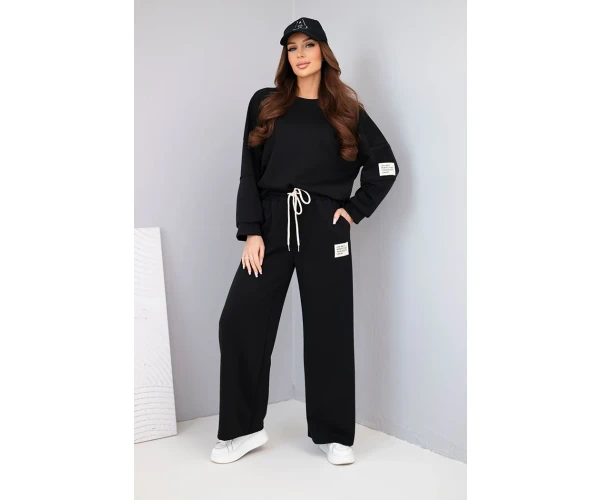 Komplet damski masełko bluza + spodnie czarny-2