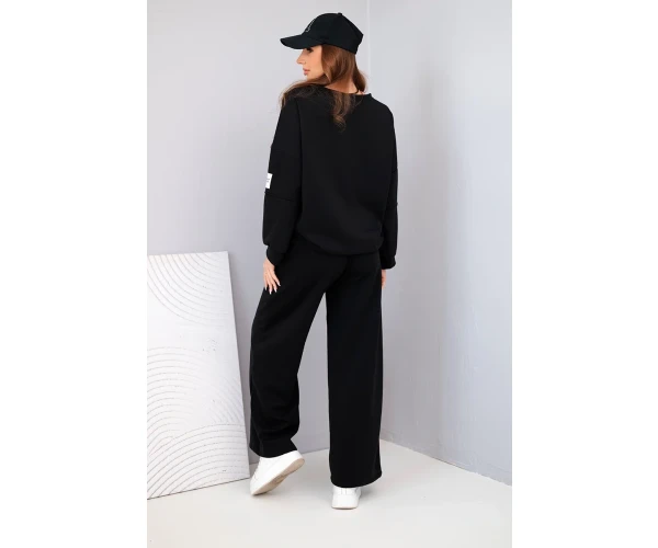 Komplet damski masełko bluza + spodnie czarny-4