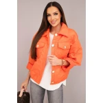 Kurtka damska wiosenna pikowana z kwiatowym wzorem pomarańczowa-1
