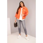 Kurtka damska wiosenna pikowana z kwiatowym wzorem pomarańczowa-2