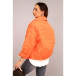 Kurtka damska wiosenna pikowana z kwiatowym wzorem pomarańczowa-3