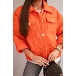 Kurtka damska wiosenna pikowana z kwiatowym wzorem pomarańczowa-4