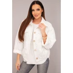 Kurtka damska wiosenna pikowana z kwiatowym wzorem biała-1