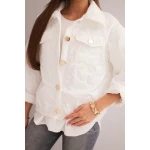 Kurtka damska wiosenna pikowana z kwiatowym wzorem biała-4