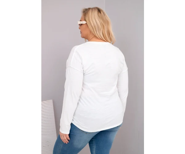 Bluzka damska Plus Size przecierana z napisem Love You More biała-4