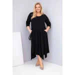 Sukienka damska bawełniana Plus Size z asymetrycznym dołem czarna-1