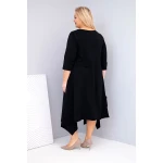 Sukienka damska bawełniana Plus Size z asymetrycznym dołem czarna-3