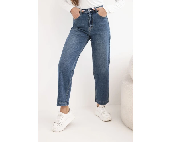 Spodnie damskie jeansowe z szeroką nogawką i wysokim stanem M.Sara-2