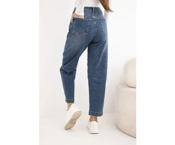 Spodnie damskie jeansowe z szeroką nogawką i wysokim stanem M.Sara-4
