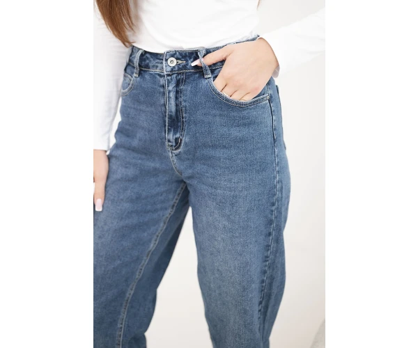 Spodnie damskie jeansowe z szeroką nogawką i wysokim stanem M.Sara-5