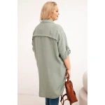 Koszula damska Plus Size z wiskozy z dłuższym tyłem khaki-3