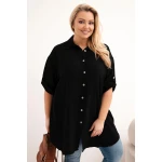 Koszula damska Plus Size z wiskozy z dłuższym tyłem czarna-1