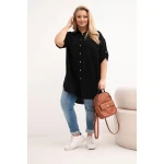 Koszula damska Plus Size z wiskozy z dłuższym tyłem czarna-2