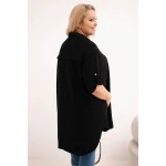 Koszula damska Plus Size z wiskozy z dłuższym tyłem czarna-3