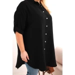 Koszula damska Plus Size z wiskozy z dłuższym tyłem czarna-4