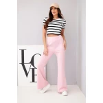 Spodnie damskie masełko z rozszerzaną nogawką jasno różowe-2