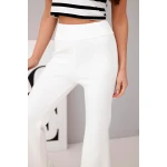 Spodnie damskie masełko z rozszerzaną nogawką ecru-3