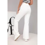 Spodnie damskie masełko z rozszerzaną nogawką ecru-4