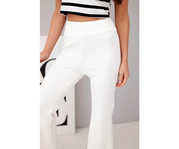 Spodnie damskie masełko z rozszerzaną nogawką ecru-3