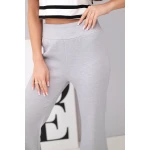 Spodnie damskie masełko z rozszerzaną nogawką szare-4