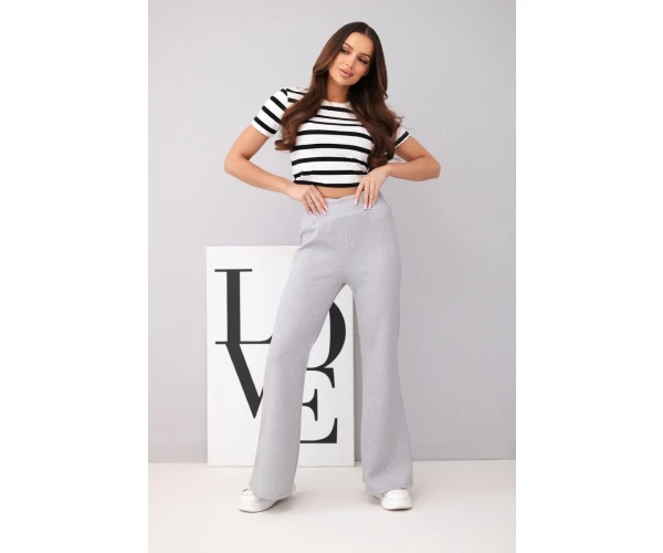 Spodnie damskie masełko z rozszerzaną nogawką szare-2